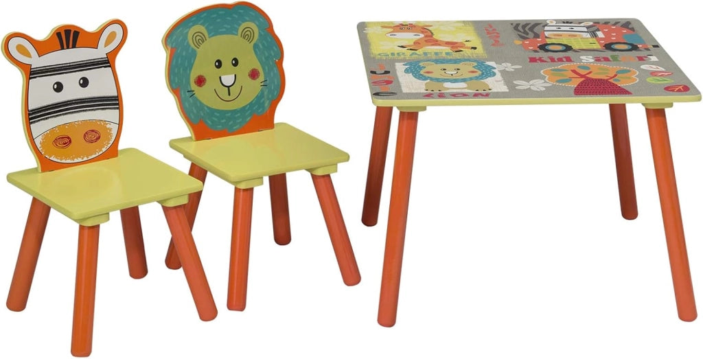 Tavolo e Sedie per Bambini Tavolino con 2 Sgabelli Set Mobili per Soggiorno in Legno