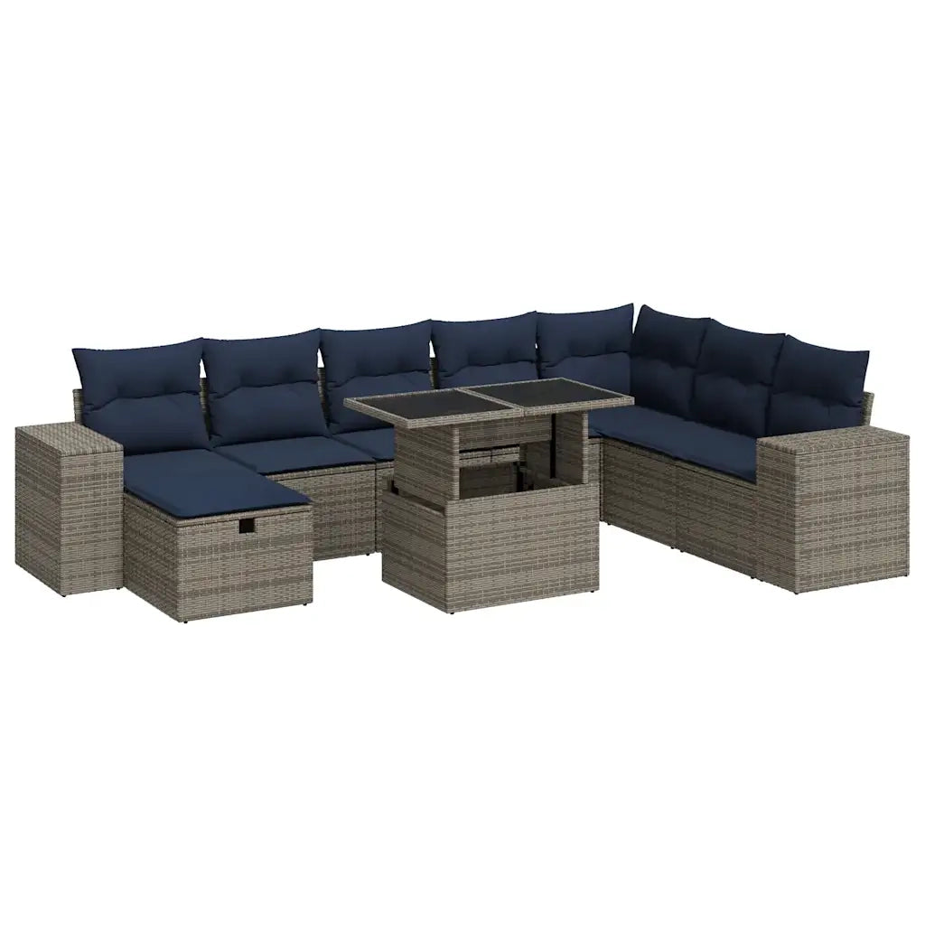 Set Divani Giardino 9 pz con Cuscini Marrone Polyrattan Acacia 3327961