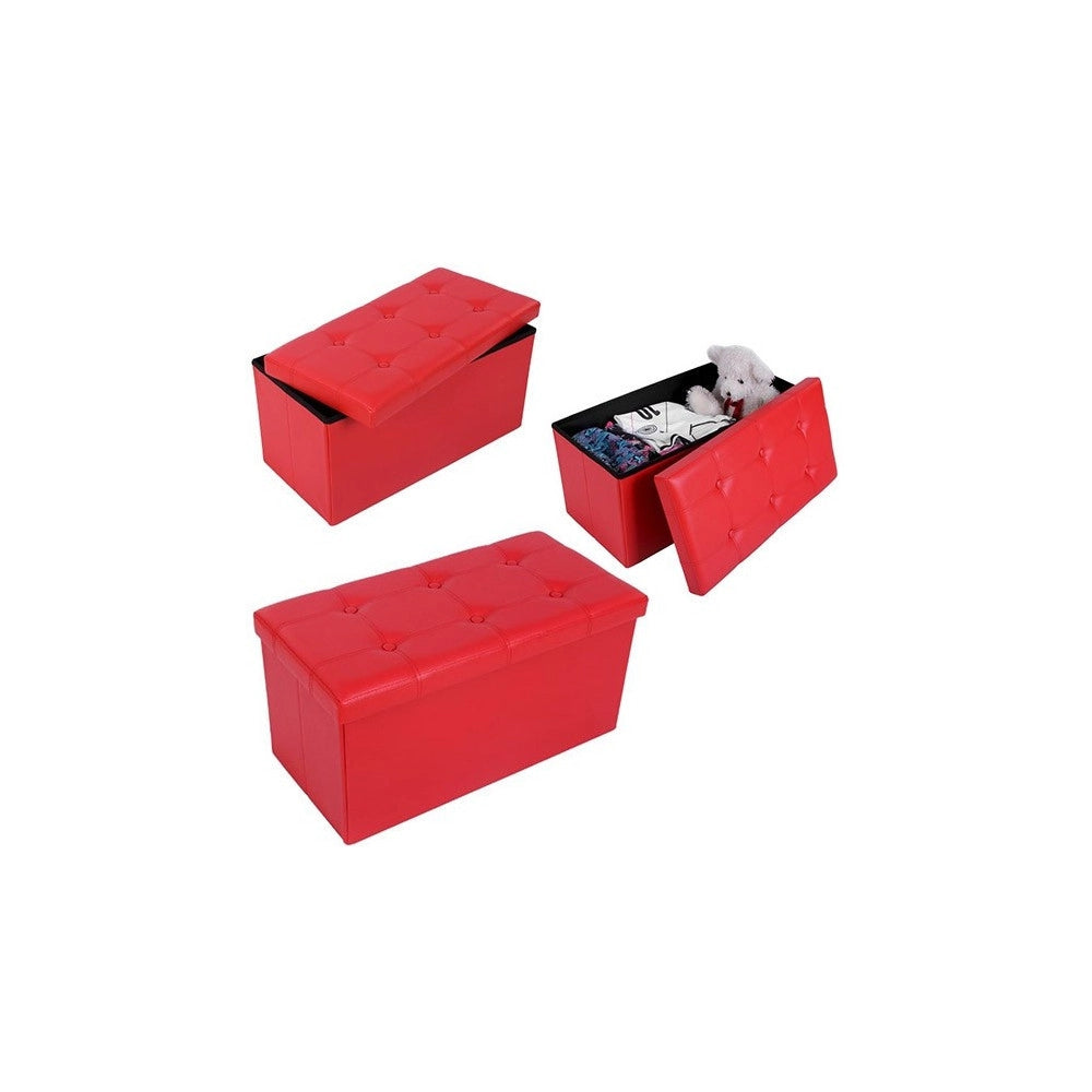 Trade Shop - Pouf Scatola Contenitore Rettangolare Similpelle Cassapanca Poggiapiedi Colore -