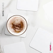 Set di supporti decorativi e assorbenti in cartone - 100 pezzi - quadrato bianco - 10x10 cm, 14 mm di spessore.