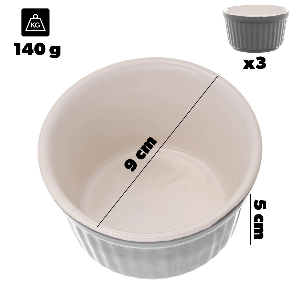 KADAX Set di 3 ciotole da forno per zuppiere, resistenti al forno, diametro 9 cm, capacità 150 ml.