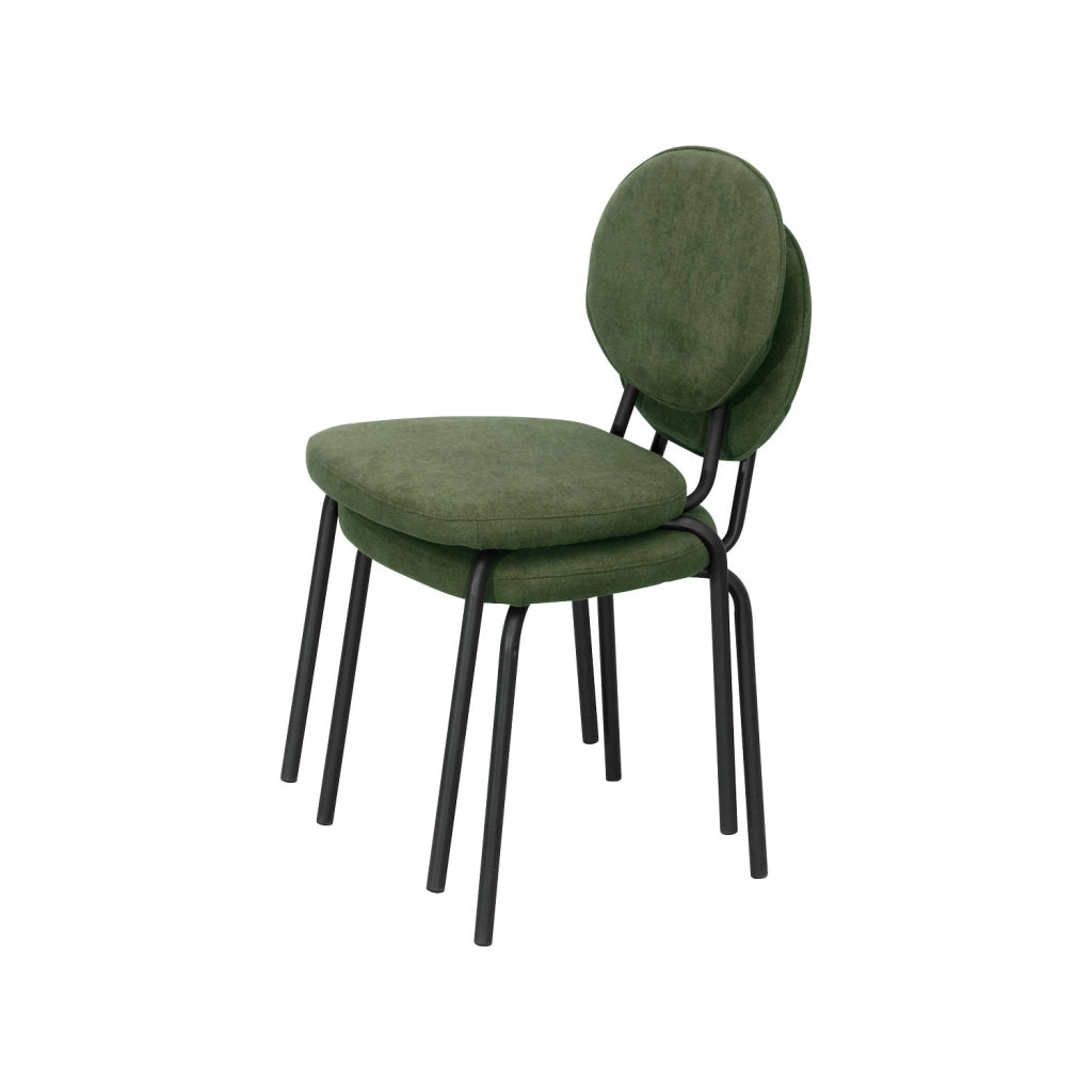 Set 2 sedie vintage in metallo e tessuto, verde kaki