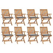 Sedie da Giardino Pieghevoli con Cuscini 8 pz Massello di Teak cod mxl 72171