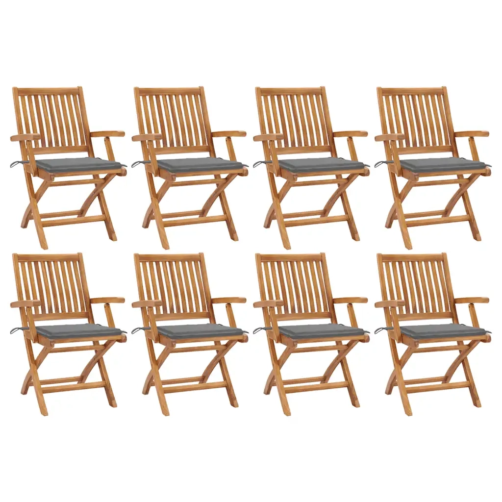 Sedie da Giardino Pieghevoli con Cuscini 8 pz Massello di Teak cod mxl 72171