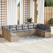 Set di divani con cuscino 10 pcs Beige polyrattan 3346560