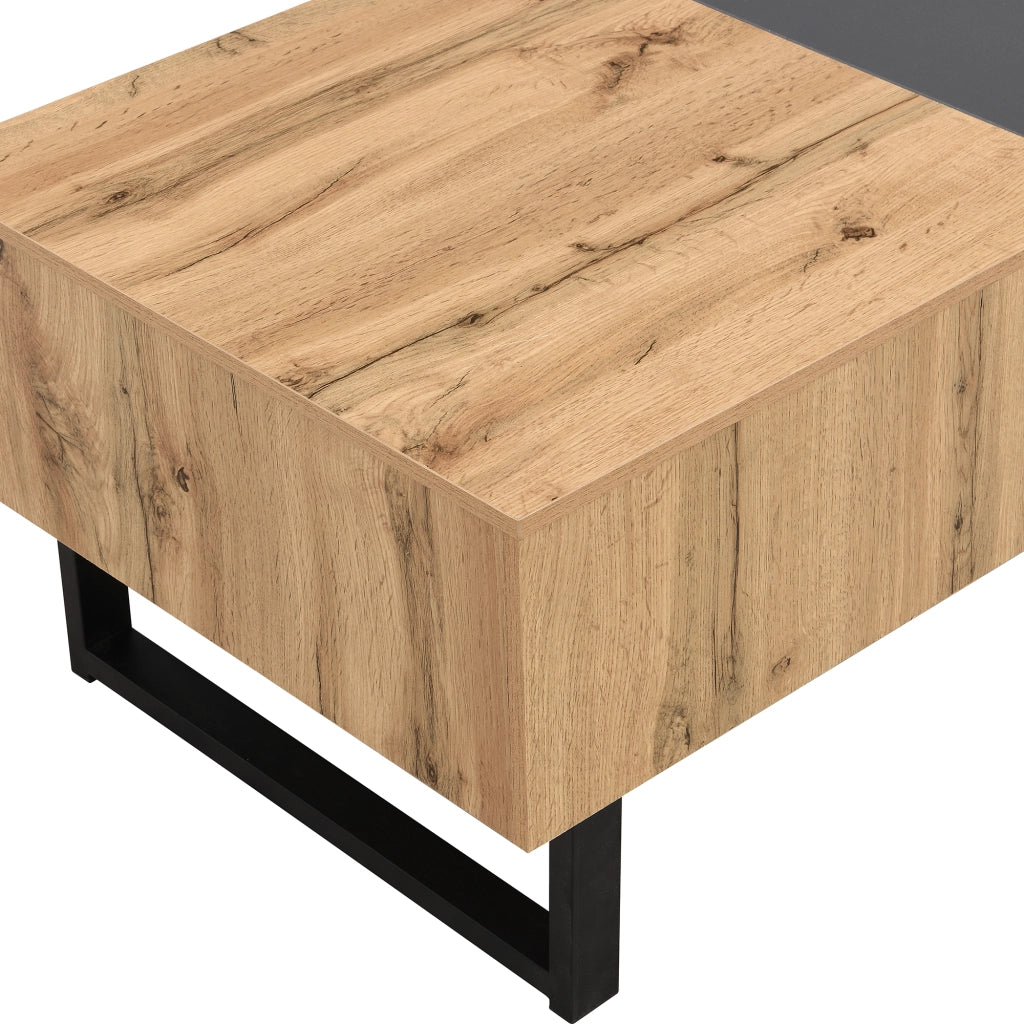 TAVOLINO DA CAFFÈ Scorrevole con vano contenitore 155 cm Legno Naturale e Antracite