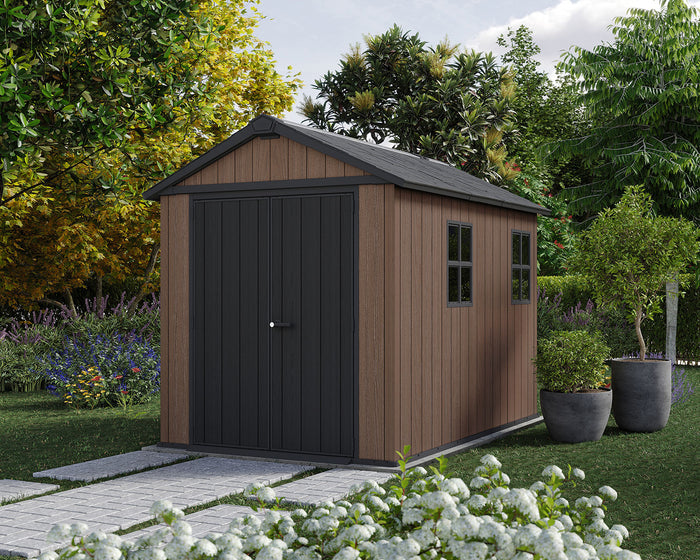 Casetta Box da Giardino 230x287x246 cm Newton Plus 759/975 Doppia Opzione Montaggio in Resina Evotech+ Nero