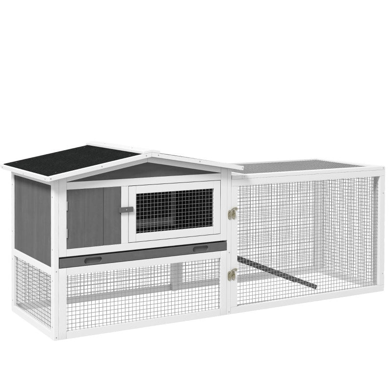 Recinto per piccoli animali in legno grigio 156 x 58 x 68 cm