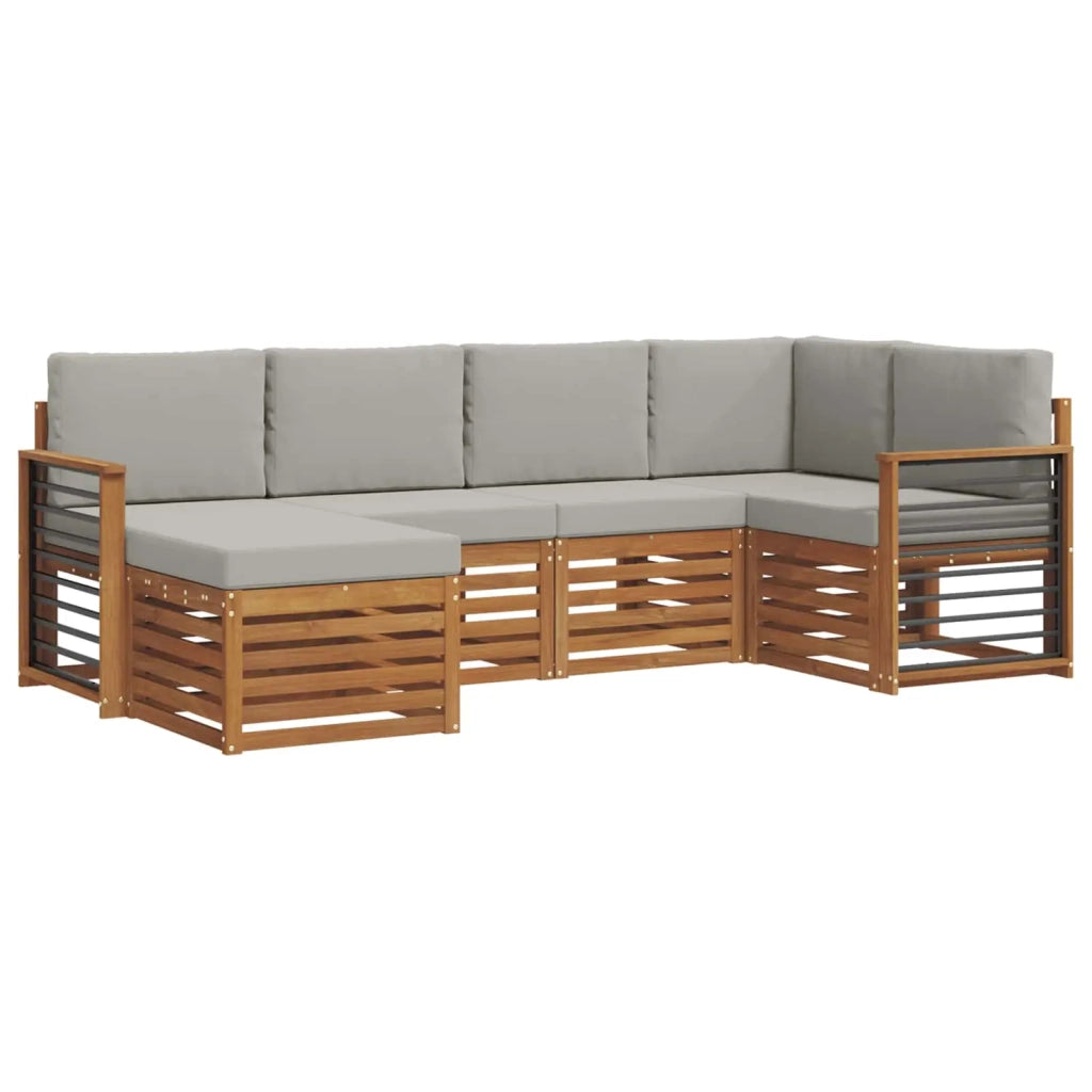 Set divano sezionale con cuscino 6 pcs Grigio Naturale e Chiaro