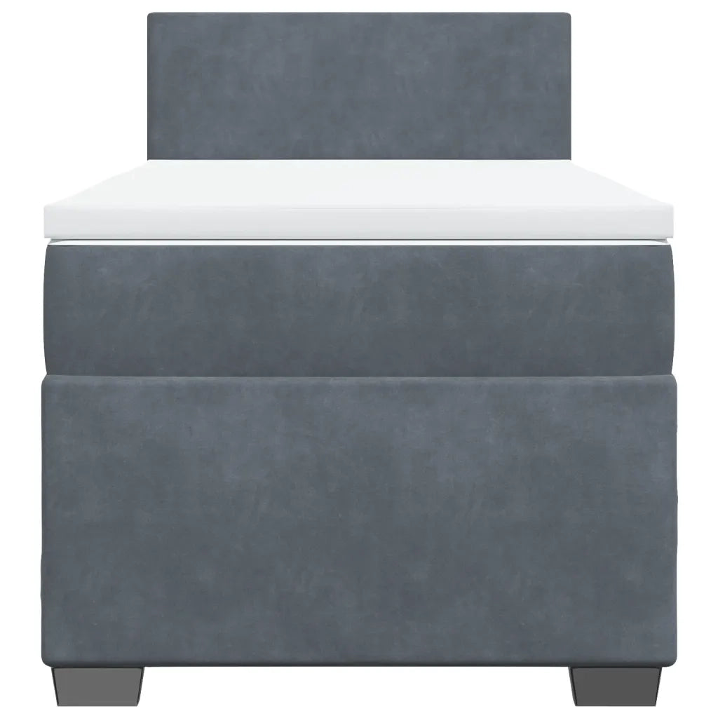 Letto a Molle con Materasso Grigio Scuro Singolo in Velluto 3288768