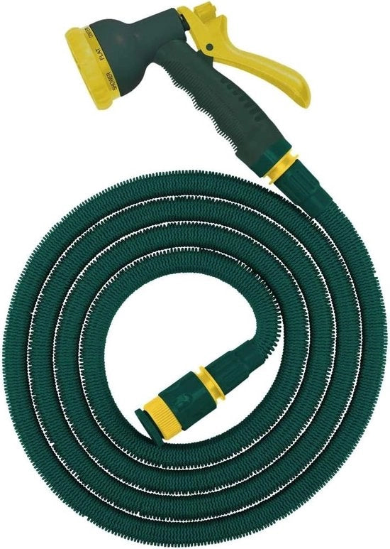 Serpentino flessibile per giardino con 8 funzionalità di getto, 33m, marchio TÜV Süd, con adattatore e pezzo di connessione, espandibile all'infinito