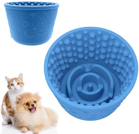 Anti-Gulping Kom per Basso per Cani – Slurpkom a forma di tonno in silicone con effetto antiscivolo per un pasto salutare e meno flatulento (blu marino)