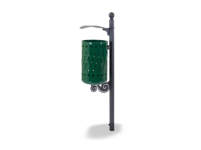 Cestino Ramblas 572 Giochipark acciaio zincato verniciato Ø35x52h urbano 35lt - RAL 6005 - Da interrare
