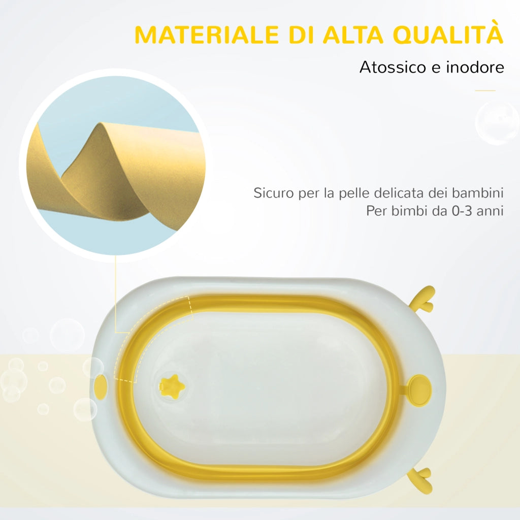 Vasca da bagno pieghevole per bambini ¨C zephmum ¨C 81.5x50.5x23.5 cm, giallo