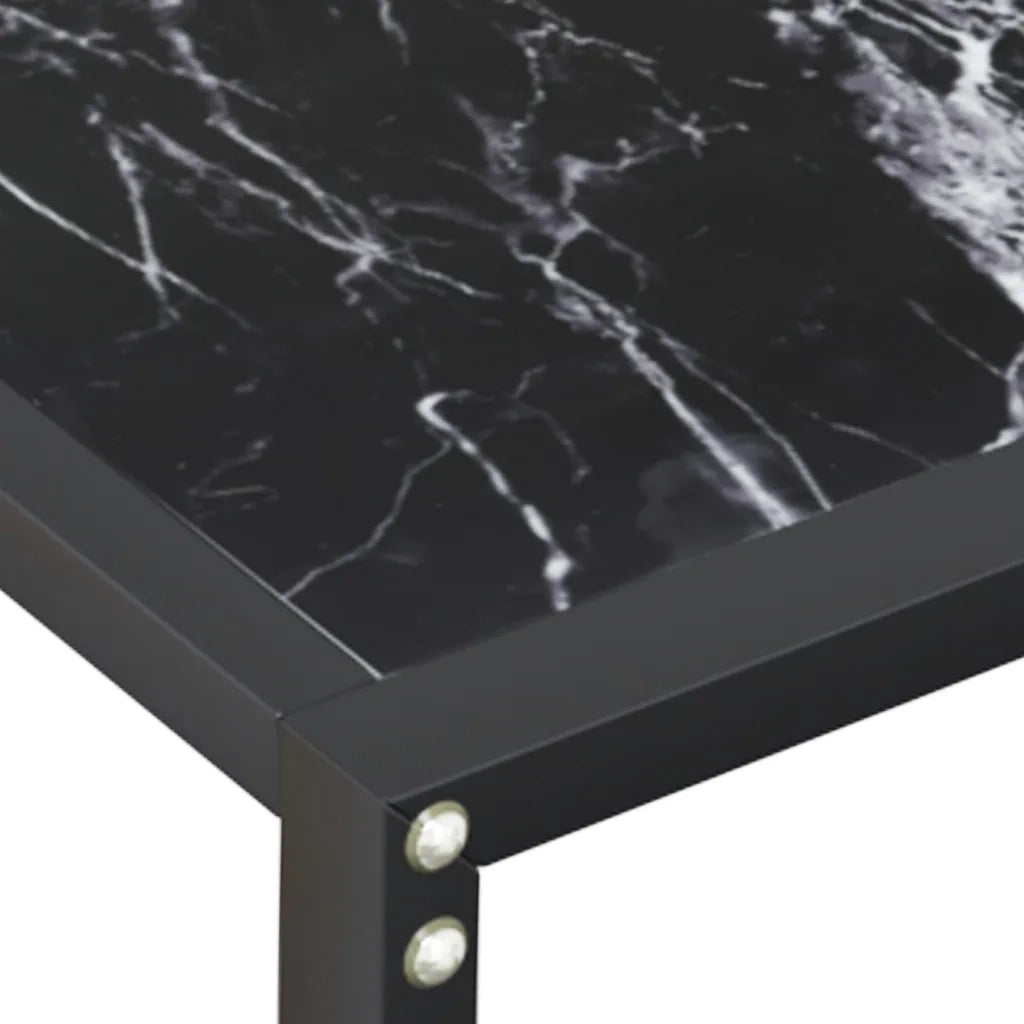Tavolo Consolle Nero Marmo 160x35x75,5 cm in Vetro Temperato 331681