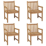 Sedie da Giardino 4 pz con Cuscini Neri in Massello di Teak 3073026