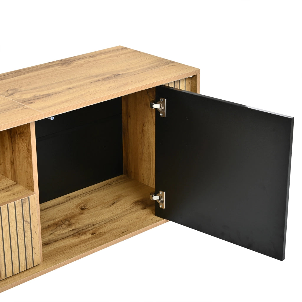 Mobile porta TV 180 cm nero ed effetto legno con illuminazione