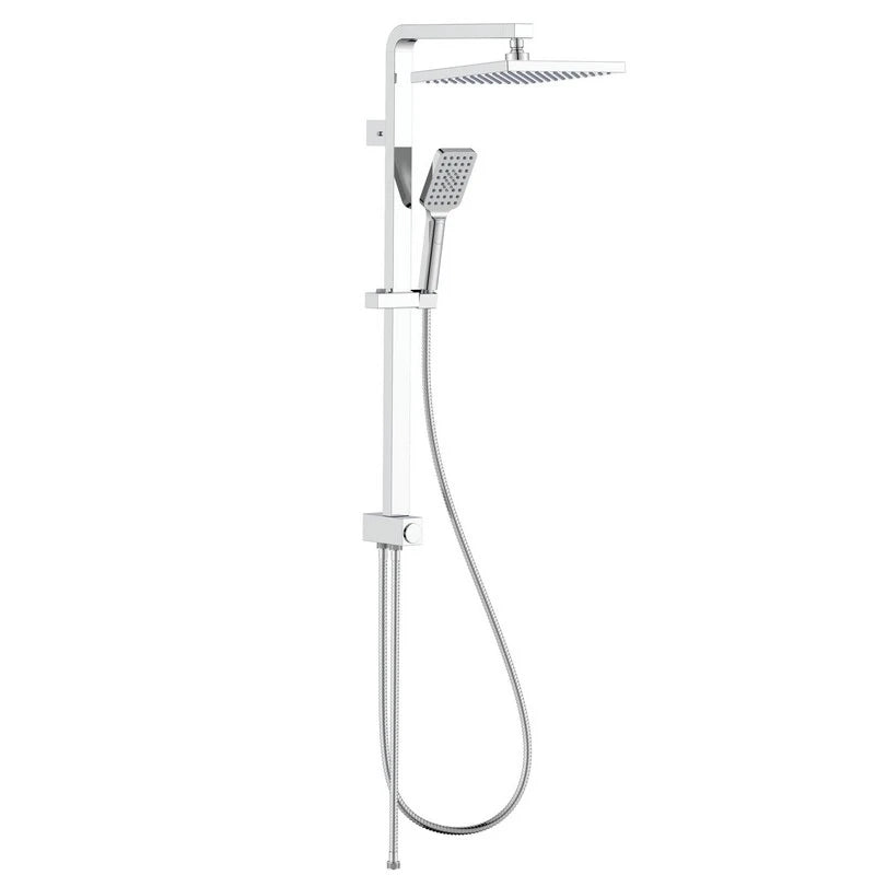 Colonna doccia 3 getti con deviatore a pulsante quadrata cromata Aquasanit - serie Sion