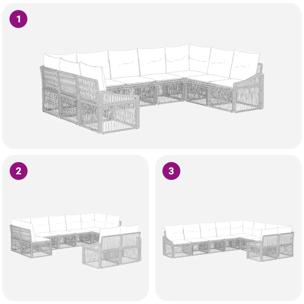 Set Divano da Giardino 9 pcs Nero polyrattan 3436108