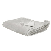 Coperta grigio chiaro copriletto 150 x 200 con pon pon morbido copriletto