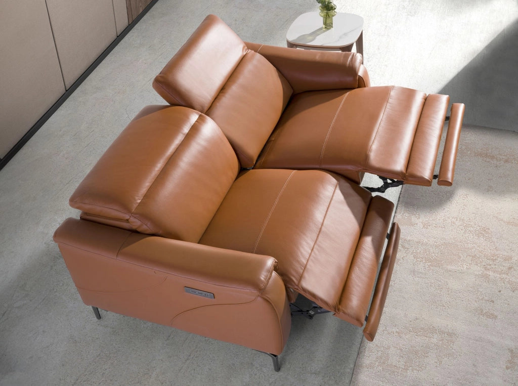 Divano relax a 2 posti in pelle marrone