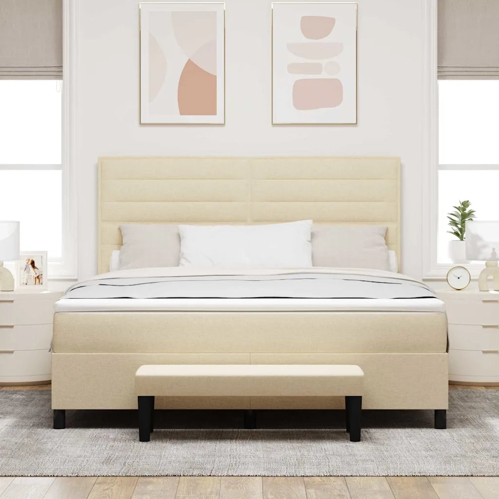 Letto a molle con cuscino Crema 180 x 200 cm Tessuto 3344014