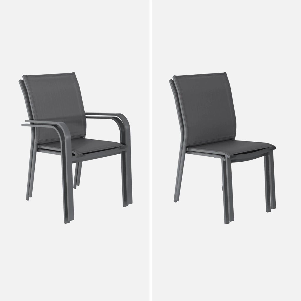 Set tavolo allungabile in alluminio con 10 sedie, antracite