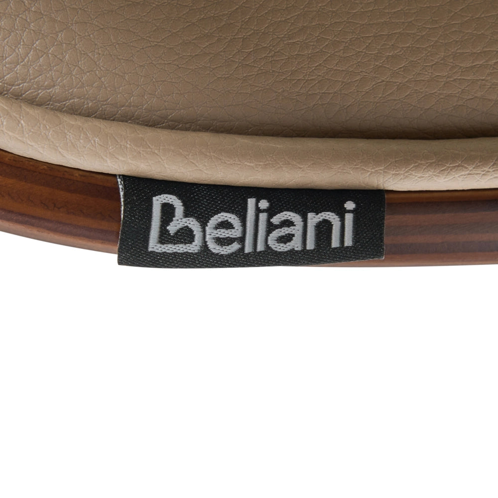 Sedia da ufficio ecopelle beige e legno scuro arredamento da ufficio elegante
