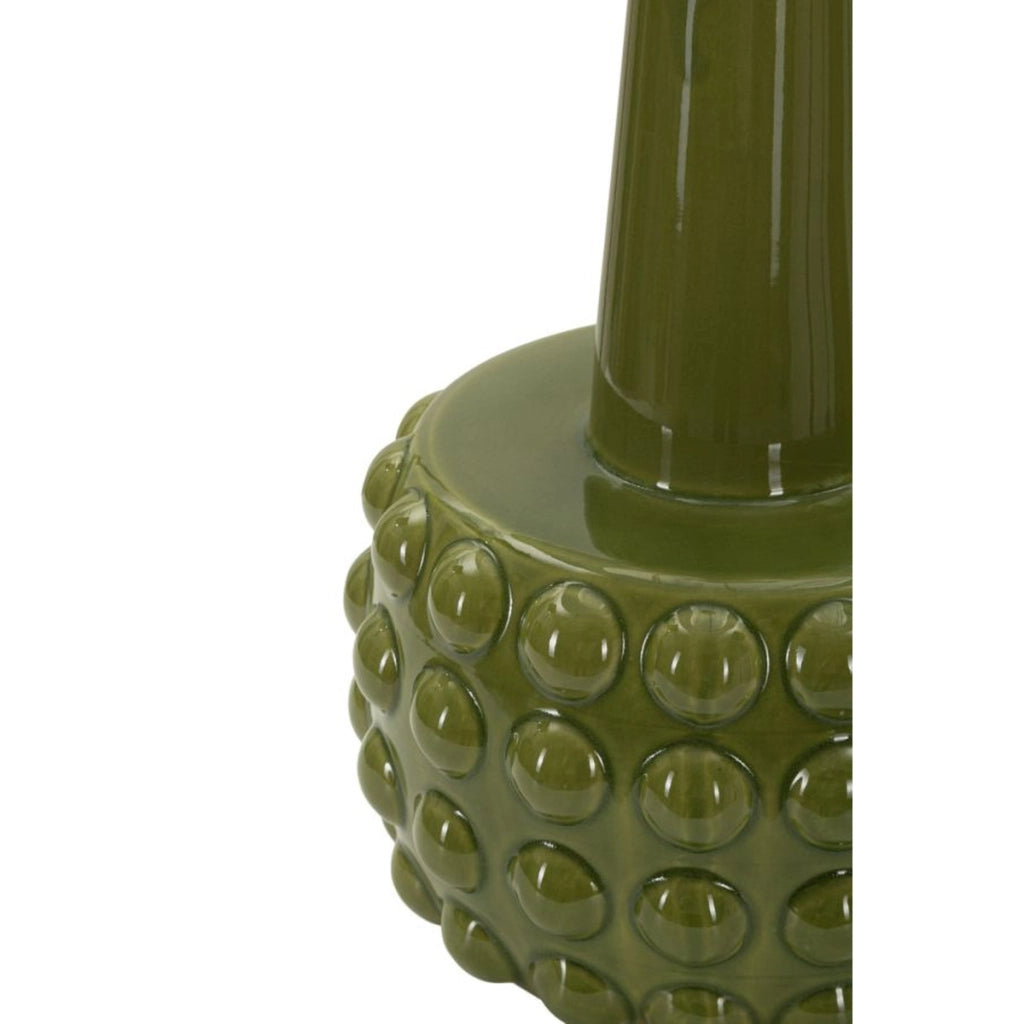 Lampada da tavolo Gress in ceramica verde e tessuto