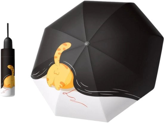 Parapluo Leggero UPF50+ Protezione Solare - Paraplu Opiegaibile - Impermeabile - Resistente al Vento - Accessorio da Viaggio Portatile - Disegno Gatto/Cane - Parapluo da Viaggio