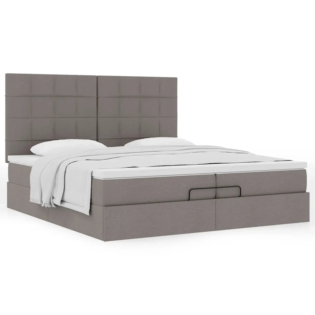 vidaXL Struttura Letto Pouf con Materassi Tortora 200x200 cm Tessuto