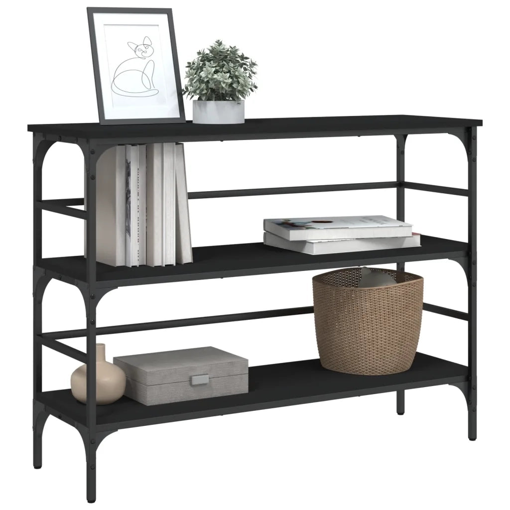 Tavolino Consolle Nero 100x32x75 cm in Legno Multistrato 839048