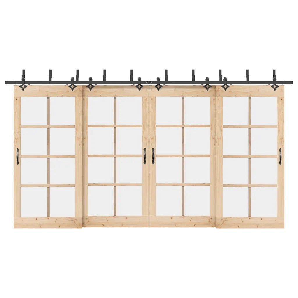 Kit di Binari per Porte Scorrevoli 427 cm Acciaio Nero 3295756