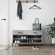 Panca Porta Scarpe-Sgabello-Panca Scarpiera Grigio Sonoma 102x35x55 cm Legno Multistrato 231228