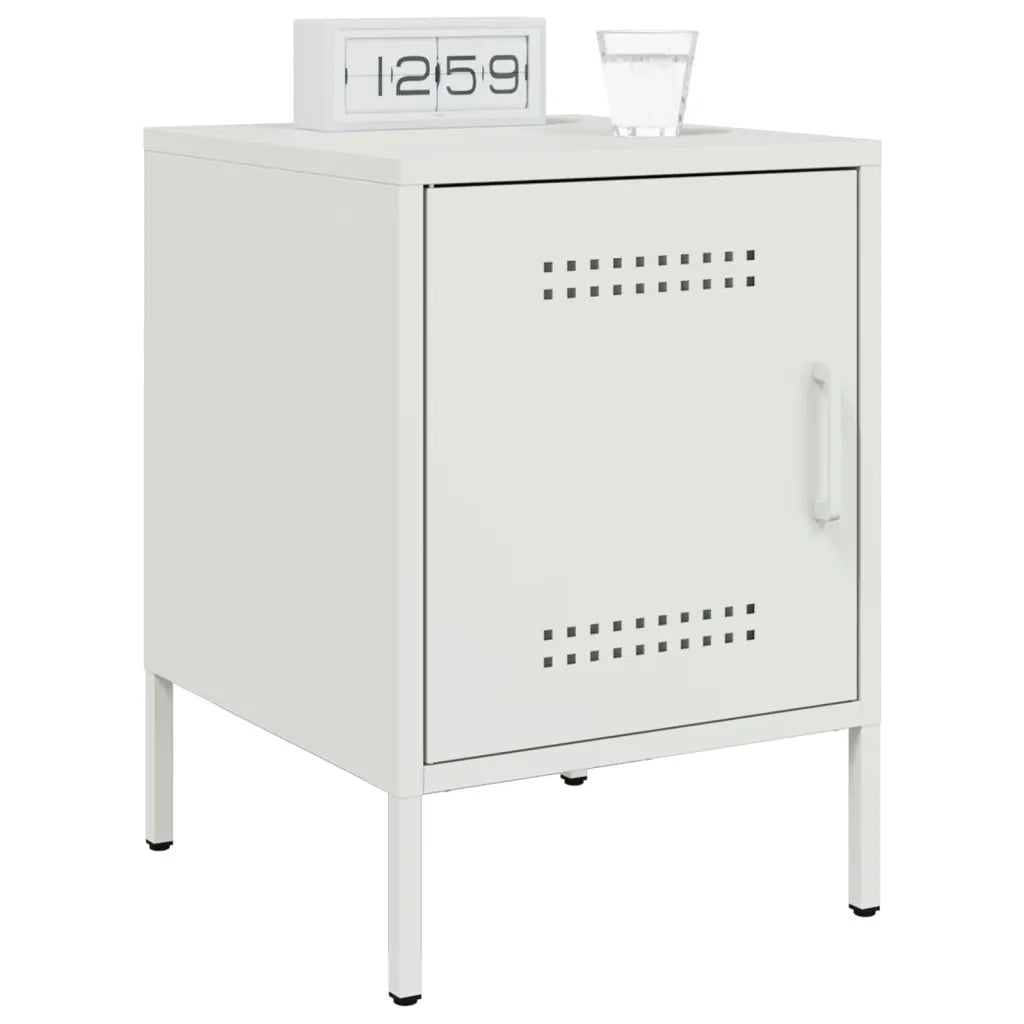 Set di 2 Comodini | Armadio da Notte | Mobiletto da notte Bianchi 36x39x50,5 cm in Acciaio
