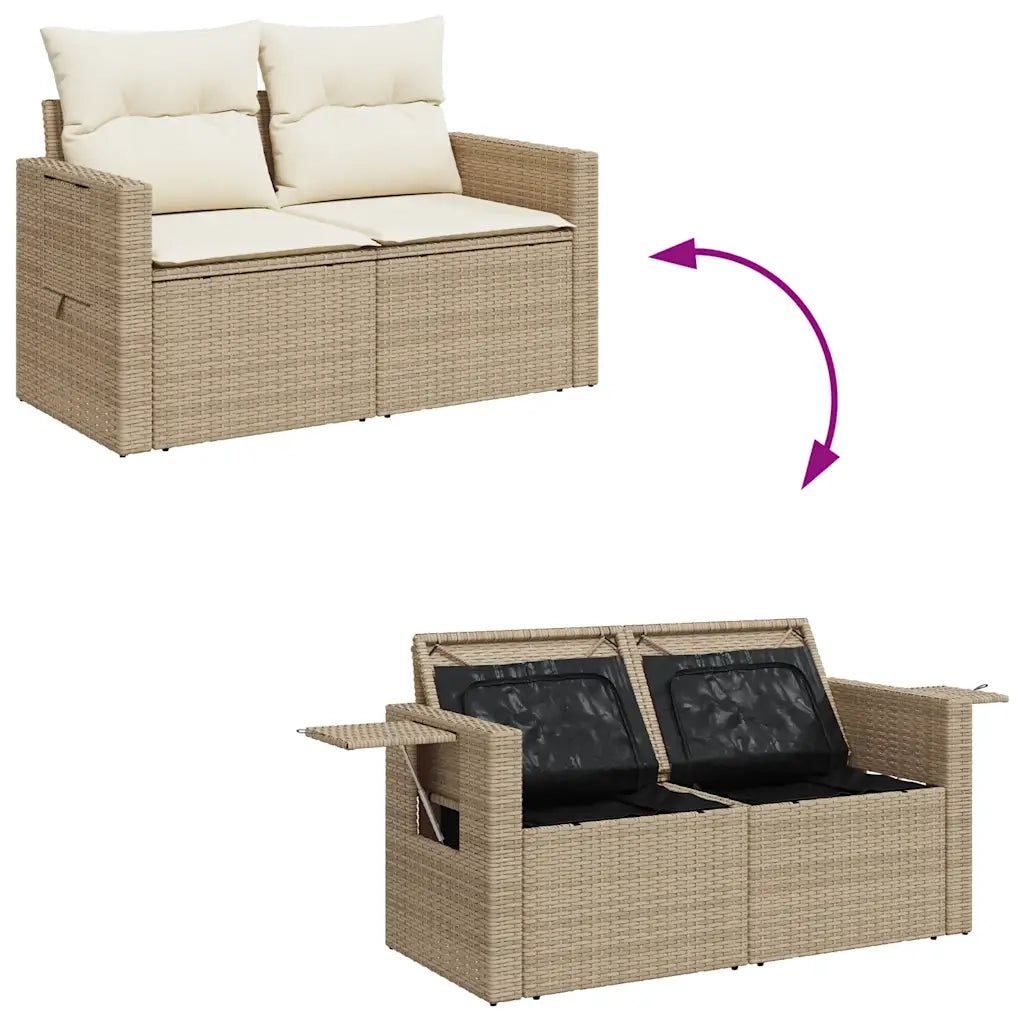 Set Divano da Giardino 4 pz con Cuscini-Sofa da Giardino-Divanetto da esterno Beige in Polyrattan 998373