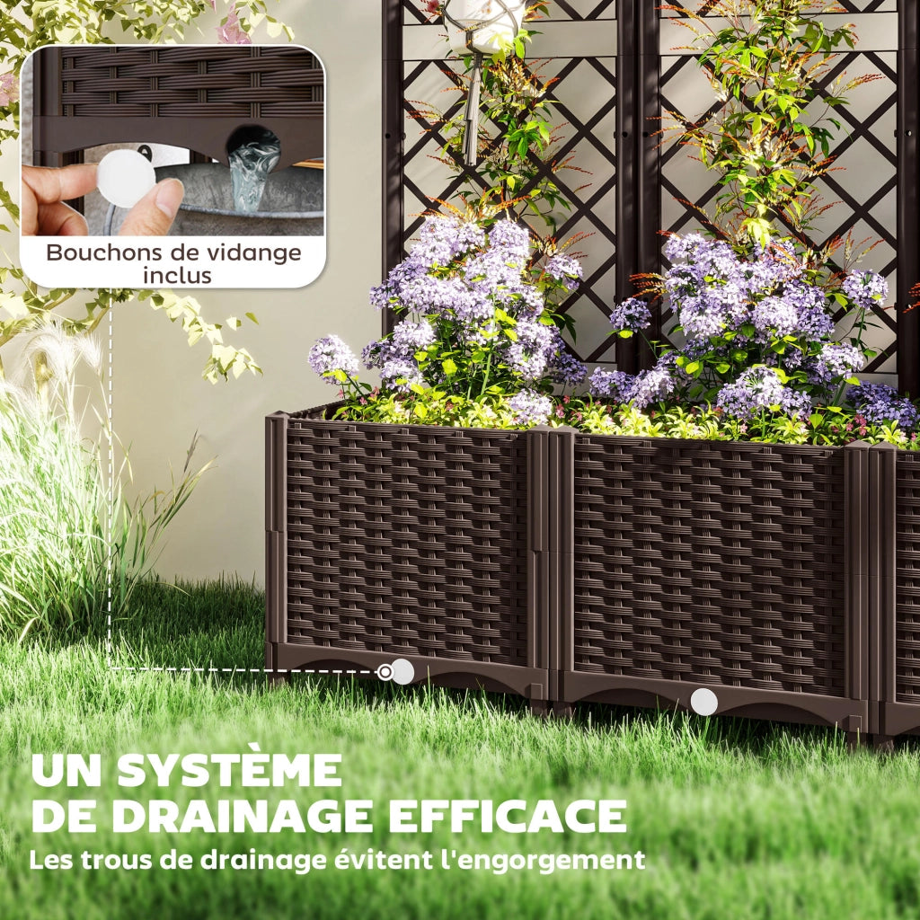 Letto da giardino sopraelevato con fioriera ¨C zephmum ¨C marrone 120x40x135 cm