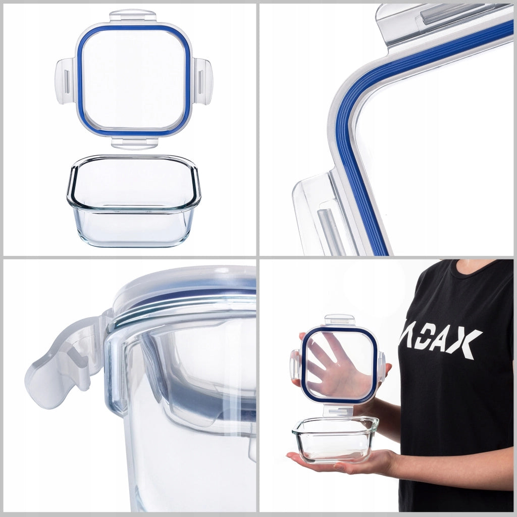 Contenitore per alimenti in vetro KADAX da 520 ml con coperchio, ideale per il pranzo o la colazione.