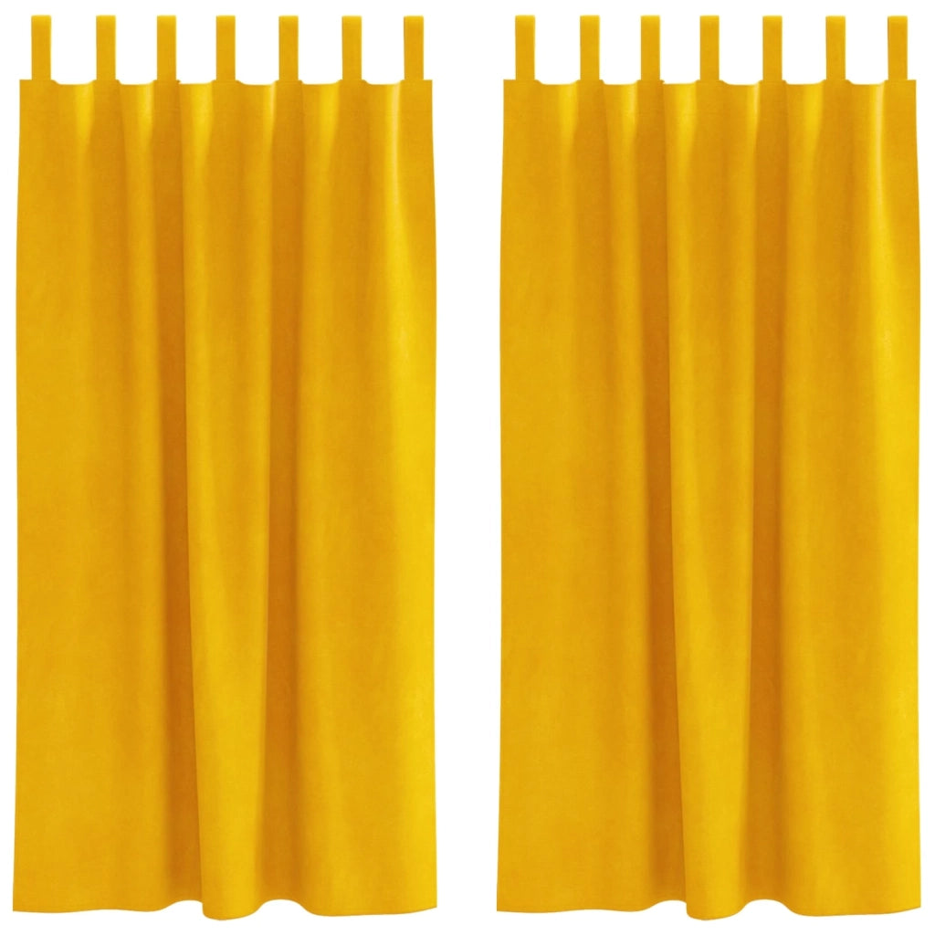 Tende oscuranti 2 pcs Giallo senape 140 x 175 cm Velluto 4107279