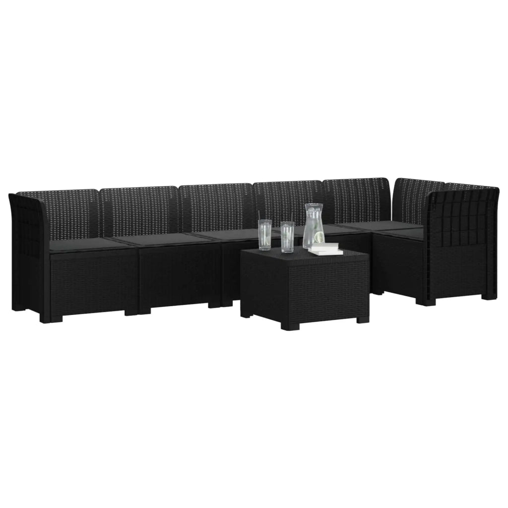Divano da Giardino 6 Posti con Cuscini Aspetto Rattan PP 3444107
