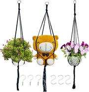 Set di 3 pendenti per piante con punteruoli e 6 ganci - Filo di cotone per decorazione interna ed esterna - Decorazione boho per la casa