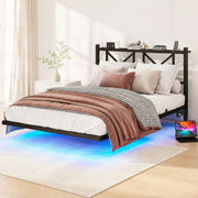 Letto matrimoniale 140x200 cm sospeso con LED e ricarica USB
