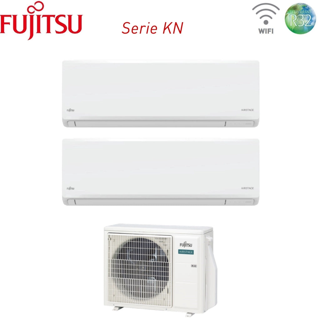 Condizionatore Dual Split Fujitsu KN Airstage 9+12 con AOEG18KBCA2 R-32 Wi-Fi Integrato