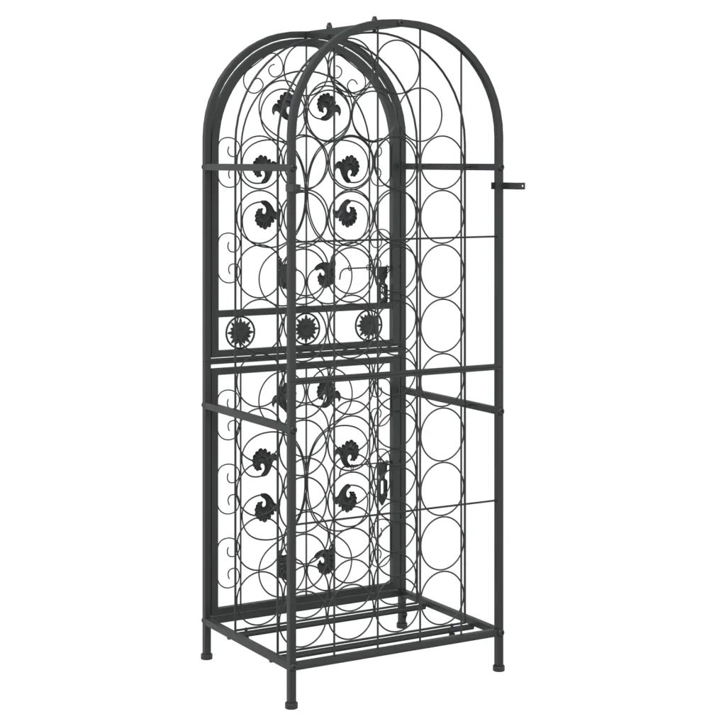 Portavini da 41 Bottiglie Nero 45x36x120cm in Ferro Battuto 358370