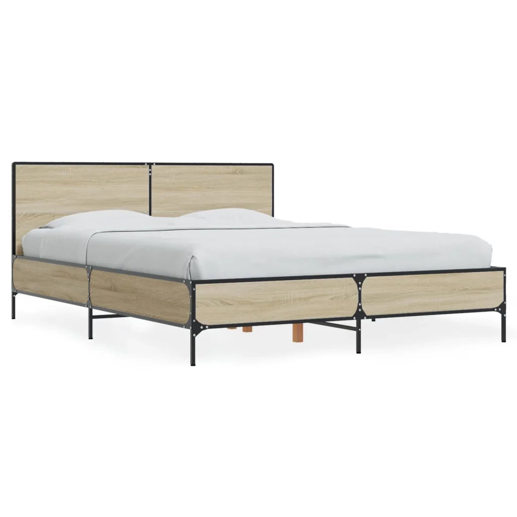 Giroletto-Struttura Letto Rovere Sonoma 120x190 cm in Legno Multistrato Metallo 543203