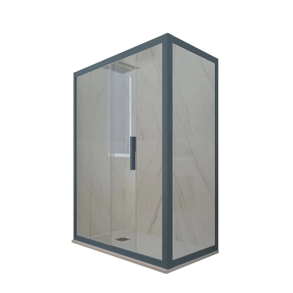 Box doccia scorrevole 70x110 CM H 200 Vetro Trasparente Profilo Blu Navy mod. Deco Duo