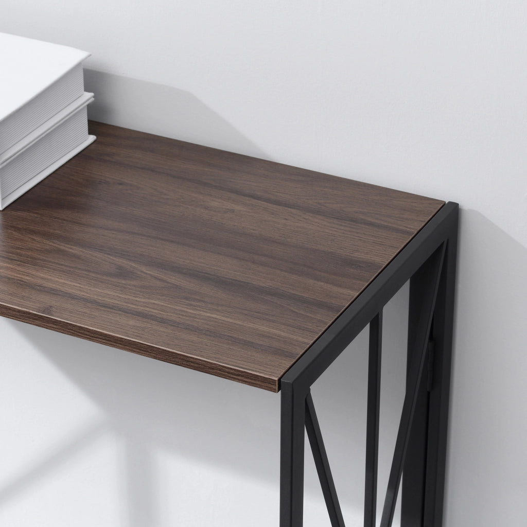 Consolle Pieghevole Stile Industriale ¨C zephmum ¨C Legno e Metallo 100x38x80cm Marrone