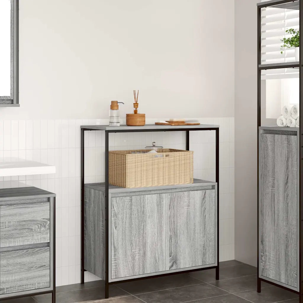 vidaXL Mobile da Bagno con Ripiani Grigio Sonoma 76,5x35x95 cm