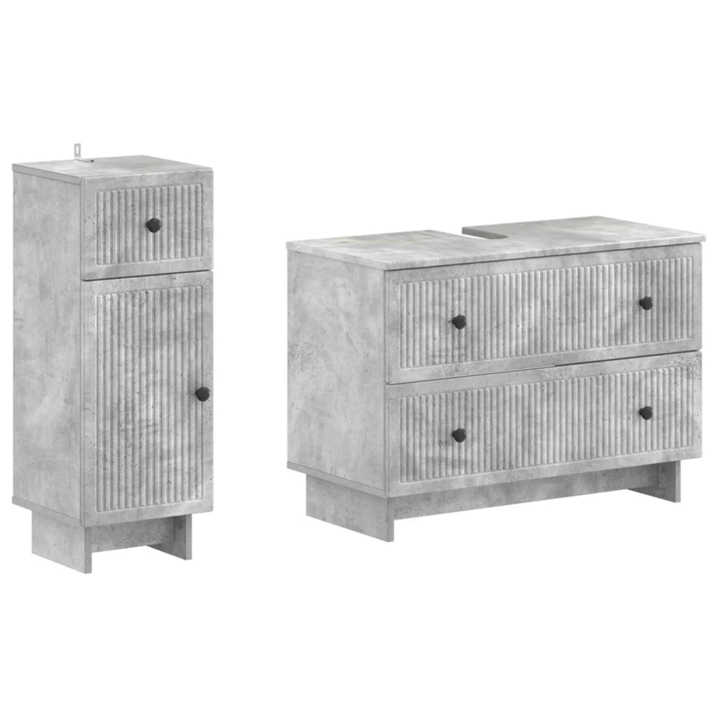 Set di Armadi da Bagno da 2 Pezzi EDE Grigio Cemento 3417660