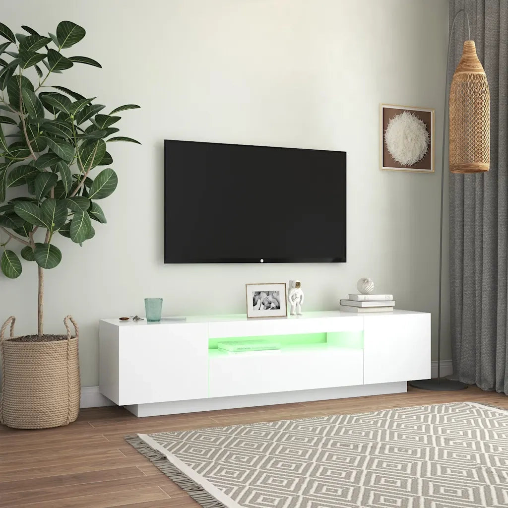 Mobile TV | Armadietto TV | Mobile Porta TV con Luci LED Bianco 160x35x40 cm